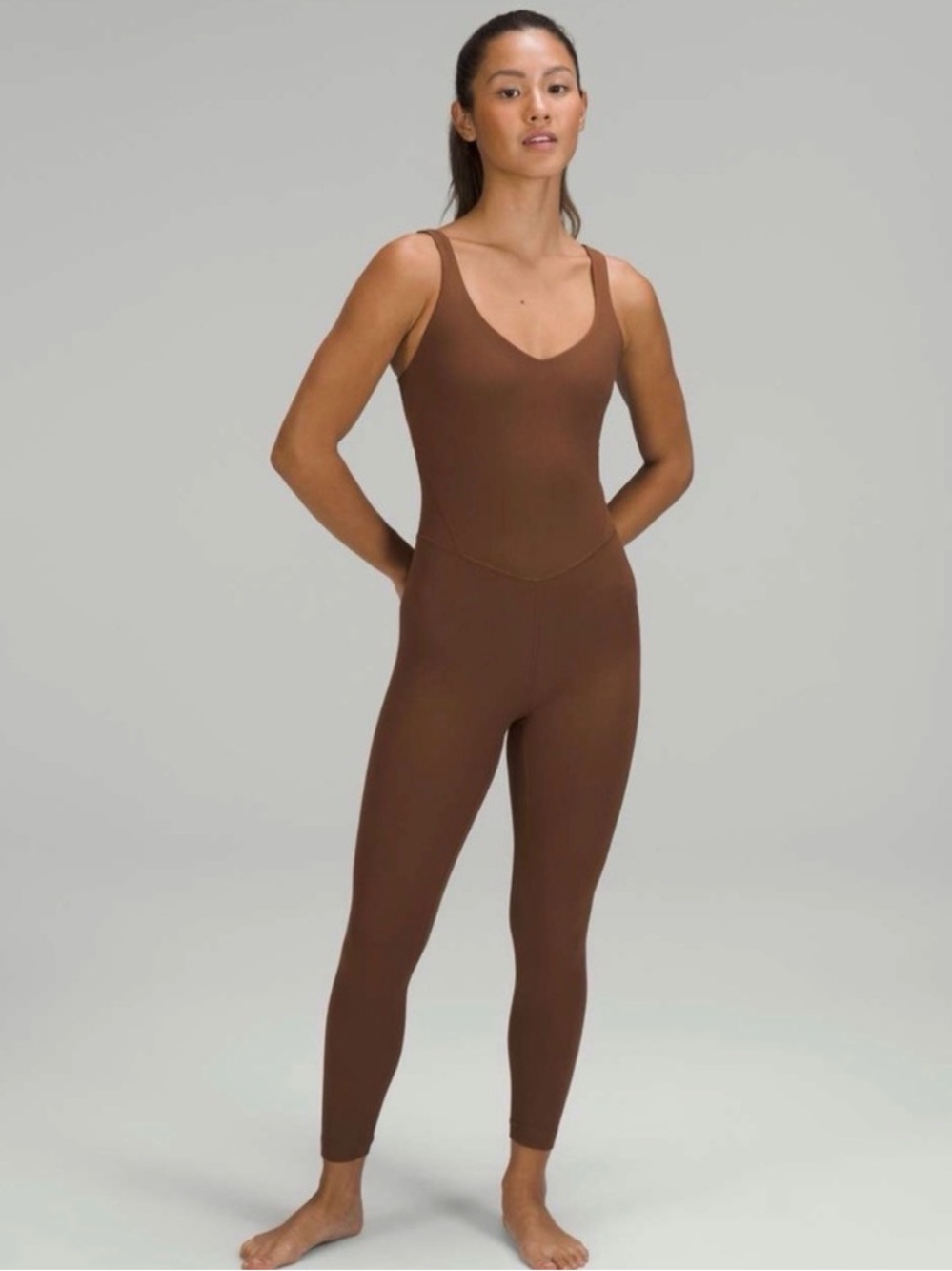 Lululemon Align Roasted Brown Ribbed Jumpsuit Sz 6